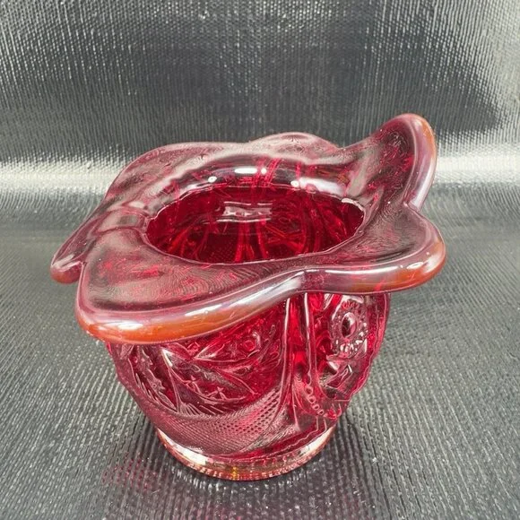 LE Smith Amberina Cadmium UV Glowing Glass Vase Bowl Jack In Pulpit Glass VTG - Picture 8 of 16